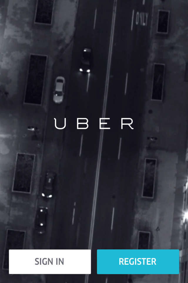 Giao diện khi mới mở UBER trên điện thoại