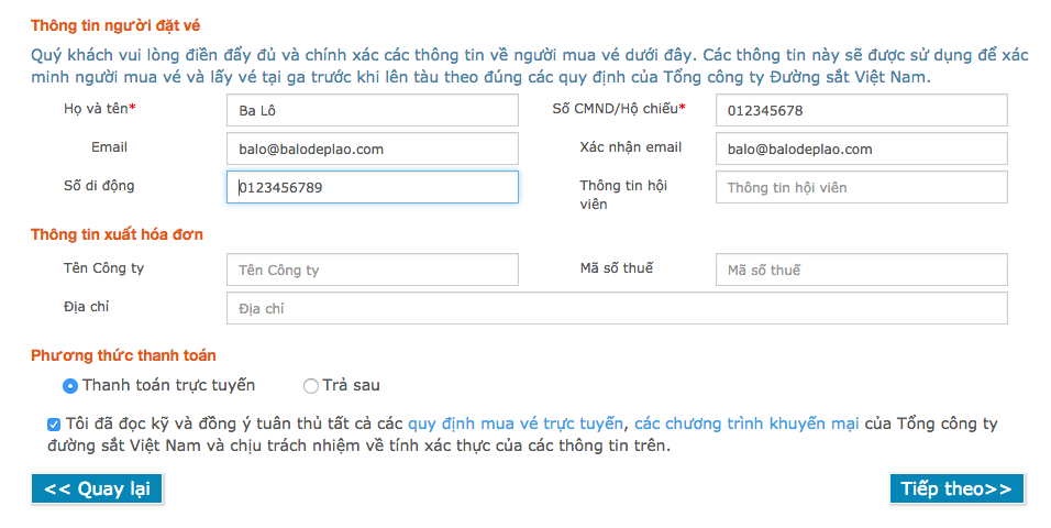 Tiếp tục cung cấp thông tin liên hệ