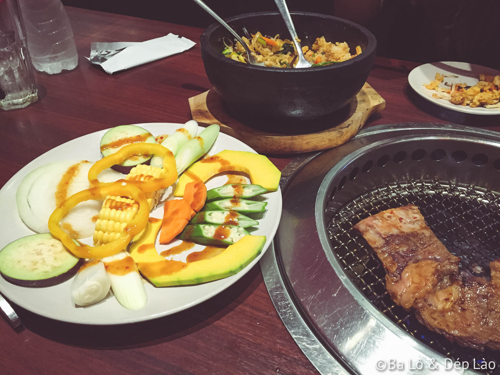 Phần rau củ các bạn order thêm để nướng