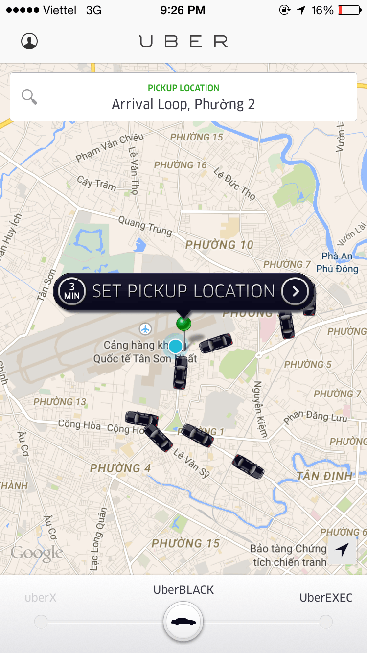 Luôn có sẵn rất nhiều xe UBER ở khu vực sân bay Tân Sơn Nhất